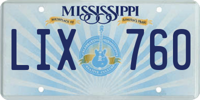 MS license plate LIX760
