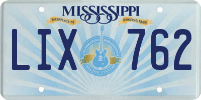 MS license plate LIX762