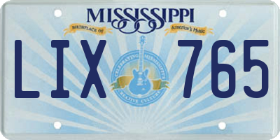 MS license plate LIX765