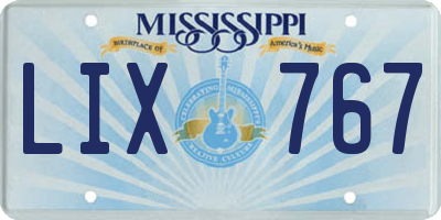 MS license plate LIX767