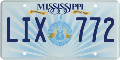 MS license plate LIX772