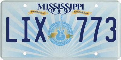 MS license plate LIX773