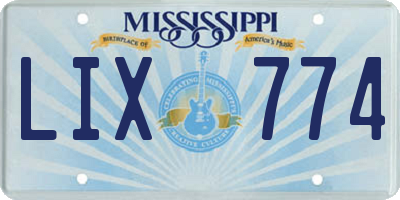 MS license plate LIX774