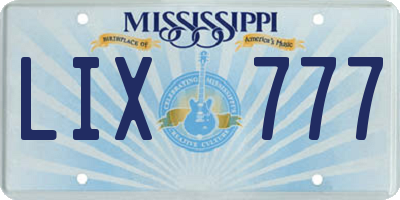 MS license plate LIX777