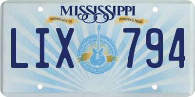 MS license plate LIX794