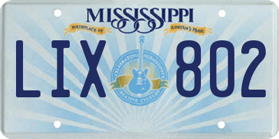 MS license plate LIX802