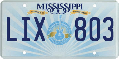 MS license plate LIX803