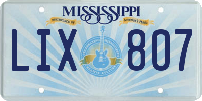 MS license plate LIX807