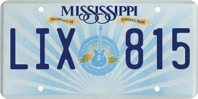 MS license plate LIX815