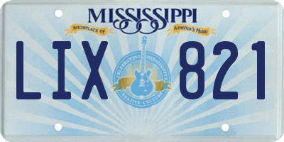 MS license plate LIX821