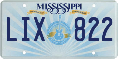 MS license plate LIX822