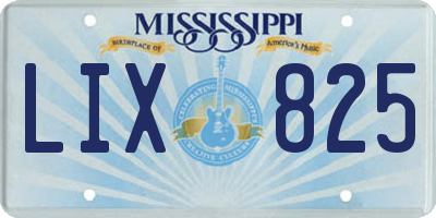 MS license plate LIX825