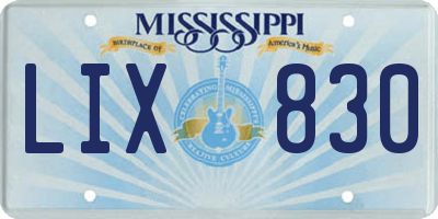 MS license plate LIX830