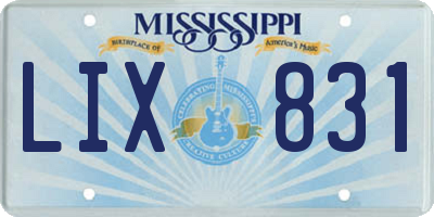 MS license plate LIX831