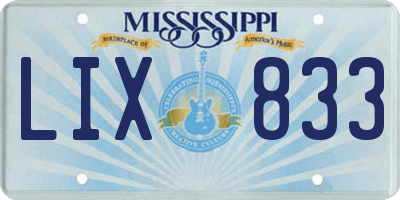 MS license plate LIX833