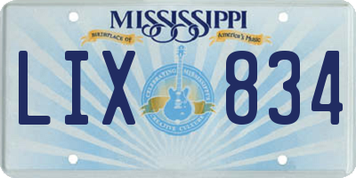 MS license plate LIX834