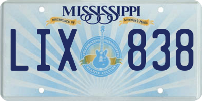 MS license plate LIX838