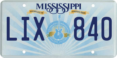 MS license plate LIX840