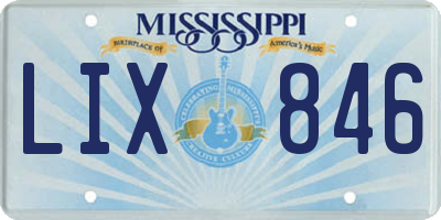 MS license plate LIX846