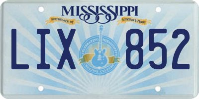 MS license plate LIX852