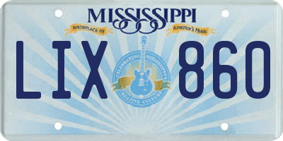 MS license plate LIX860