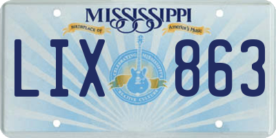 MS license plate LIX863
