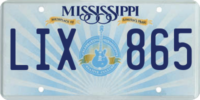MS license plate LIX865