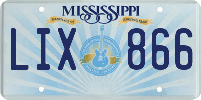 MS license plate LIX866