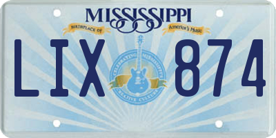 MS license plate LIX874