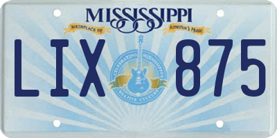 MS license plate LIX875