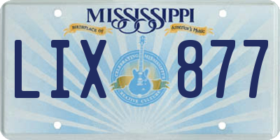 MS license plate LIX877