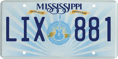 MS license plate LIX881