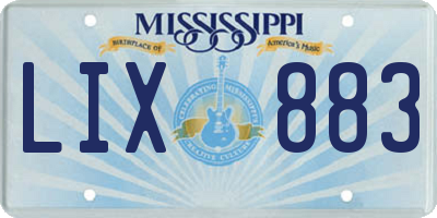MS license plate LIX883