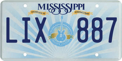 MS license plate LIX887