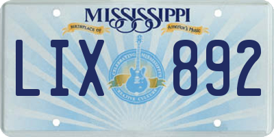 MS license plate LIX892