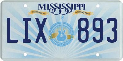 MS license plate LIX893