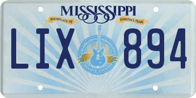 MS license plate LIX894