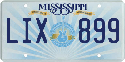 MS license plate LIX899