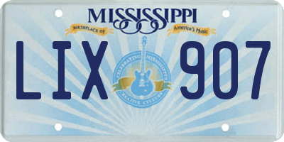 MS license plate LIX907