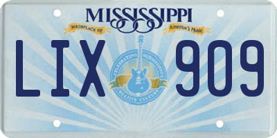 MS license plate LIX909