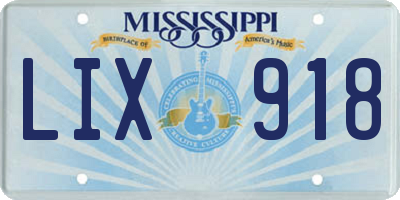 MS license plate LIX918