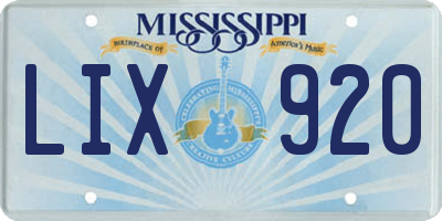 MS license plate LIX920
