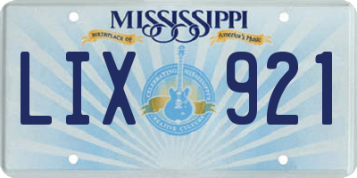 MS license plate LIX921
