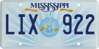 MS license plate LIX922