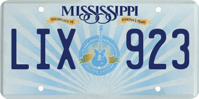 MS license plate LIX923