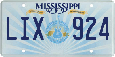 MS license plate LIX924