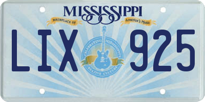 MS license plate LIX925