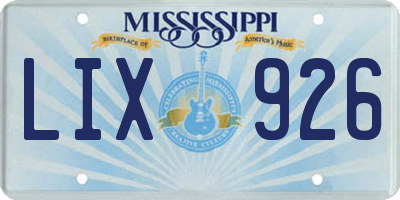 MS license plate LIX926