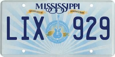 MS license plate LIX929