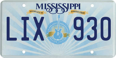 MS license plate LIX930